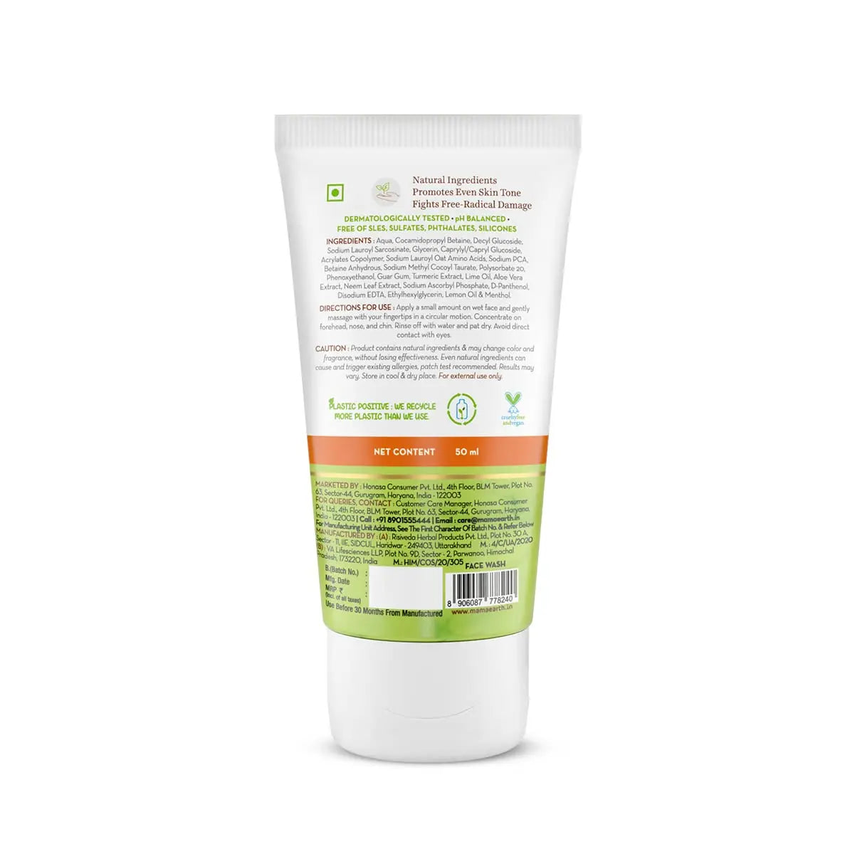 MAMA EARTH Vitamin C Face Wash with Vitamin C and Turmeric for Skin Illumination beautycart