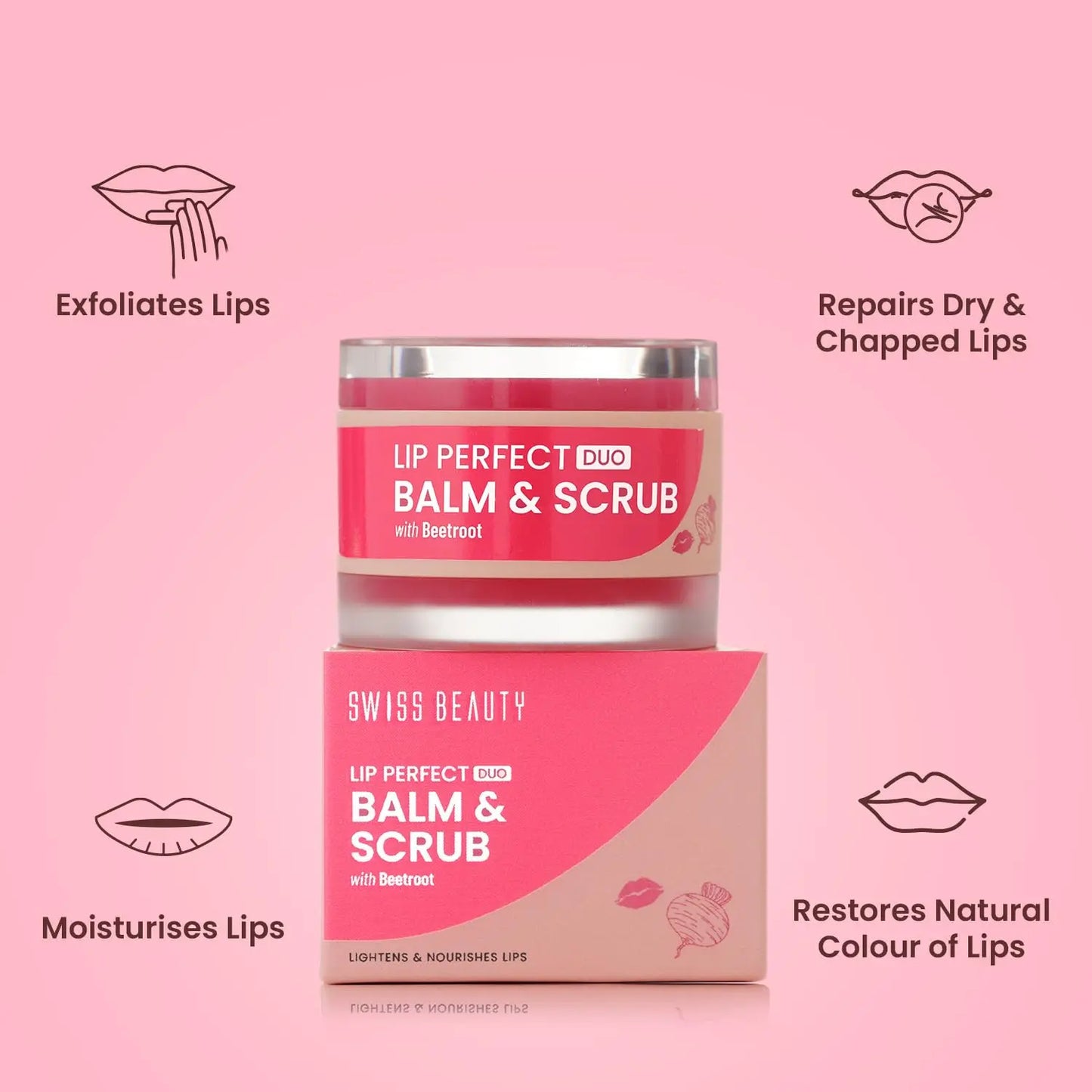 SWISS BEAUTY Lip Perfect Duo Balm & Scrub (Shade- Beetroot) beautycart