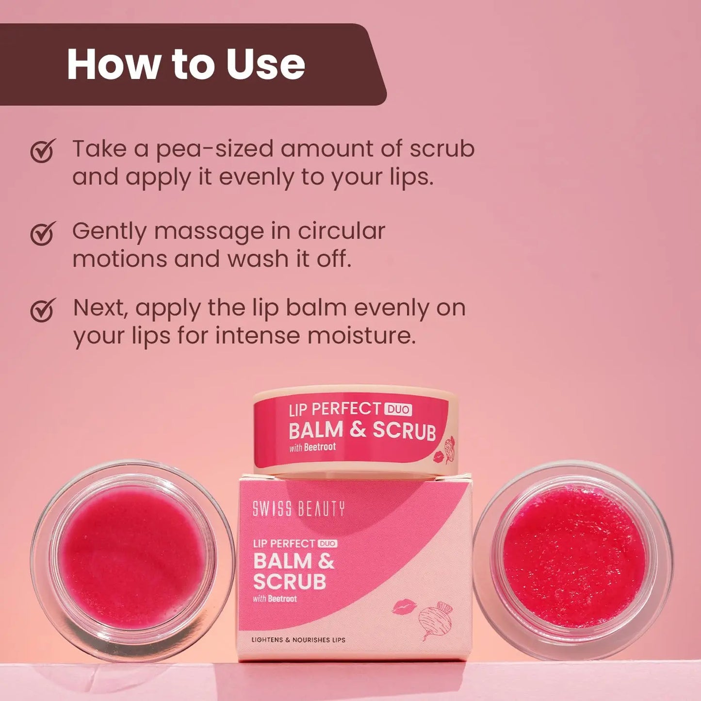 SWISS BEAUTY Lip Perfect Duo Balm & Scrub (Shade- Beetroot) beautycart