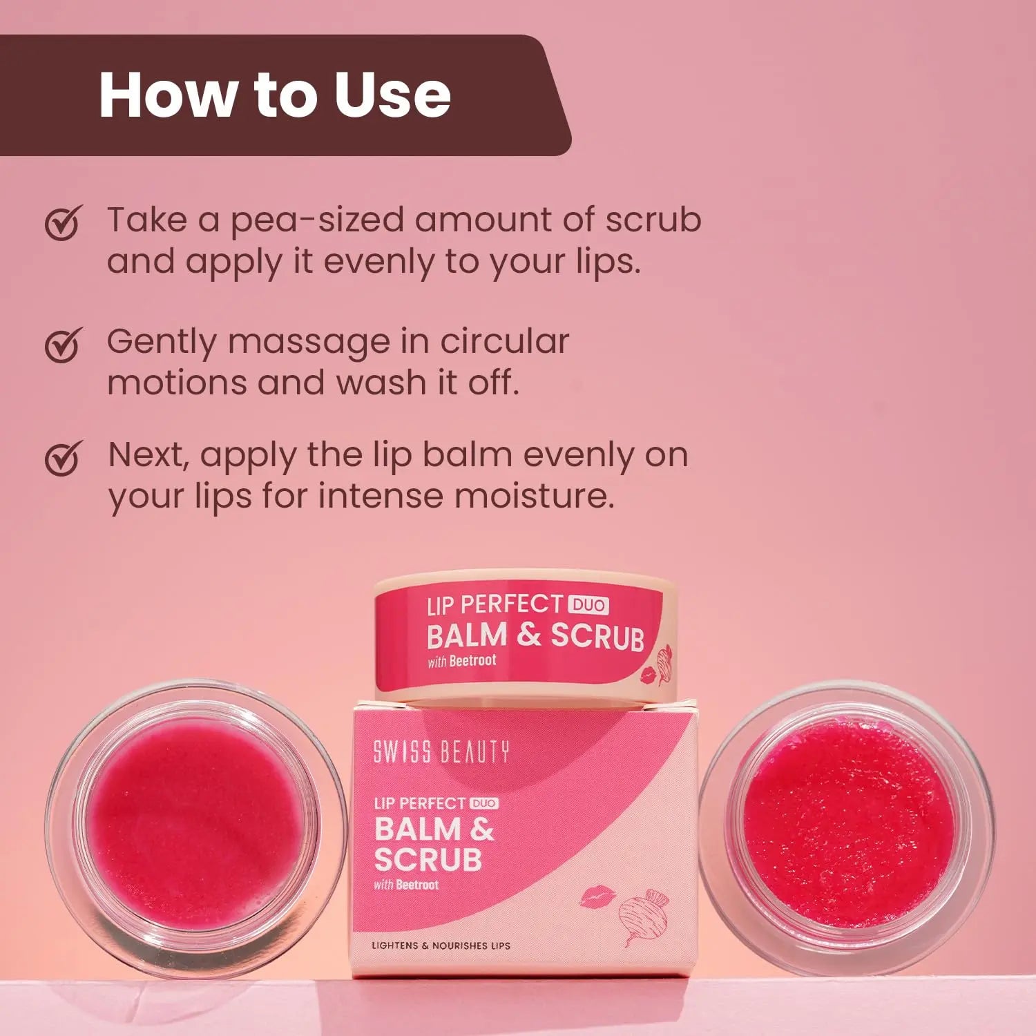 SWISS BEAUTY Lip Perfect Duo Balm & Scrub (Shade- Beetroot) beautycart