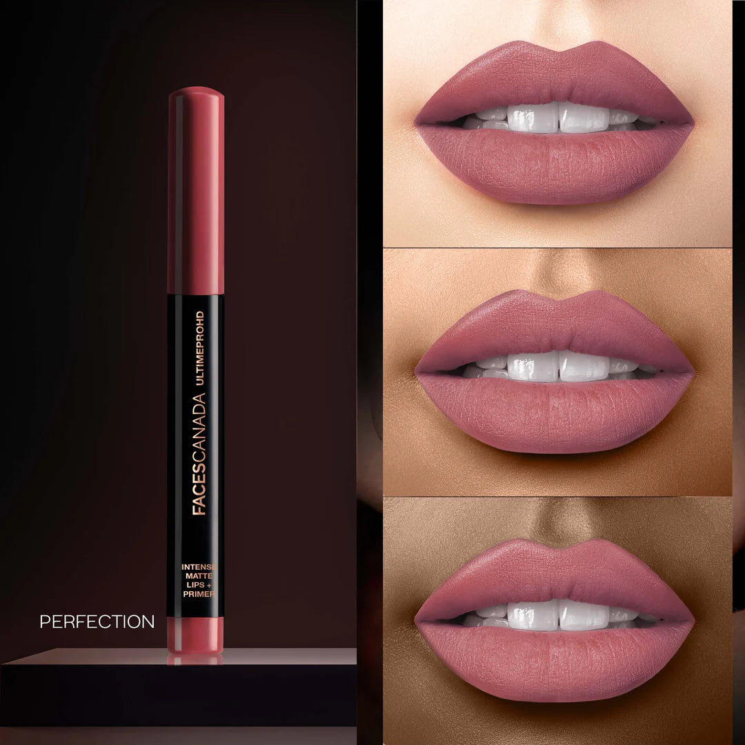 FACES CANADA Ultime Pro HD Intense Matte Lipstick + Primer | 9HR Long Stay | Flawless HD Matte Finish | Intense Color | Lightweight | Smooth Glide | Primer Infused