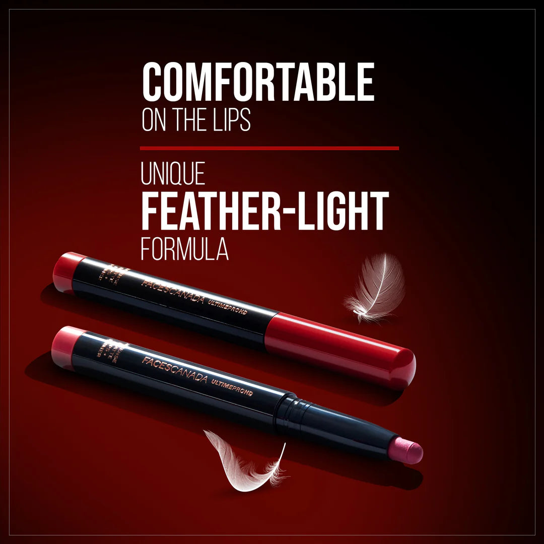 FACES CANADA Ultime Pro HD Intense Matte Lipstick + Primer | 9HR Long Stay | Flawless HD Matte Finish | Intense Color | Lightweight | Smooth Glide | Primer Infused