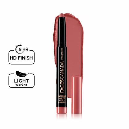 FACES CANADA Ultime Pro HD Intense Matte Lipstick + Primer | 9HR Long Stay | Flawless HD Matte Finish | Intense Color | Lightweight | Smooth Glide | Primer Infused