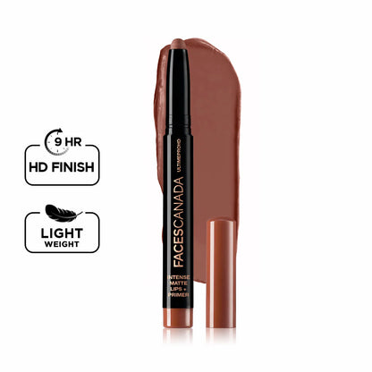FACES CANADA Ultime Pro HD Intense Matte Lipstick + Primer | 9HR Long Stay | Flawless HD Matte Finish | Intense Color | Lightweight | Smooth Glide | Primer Infused