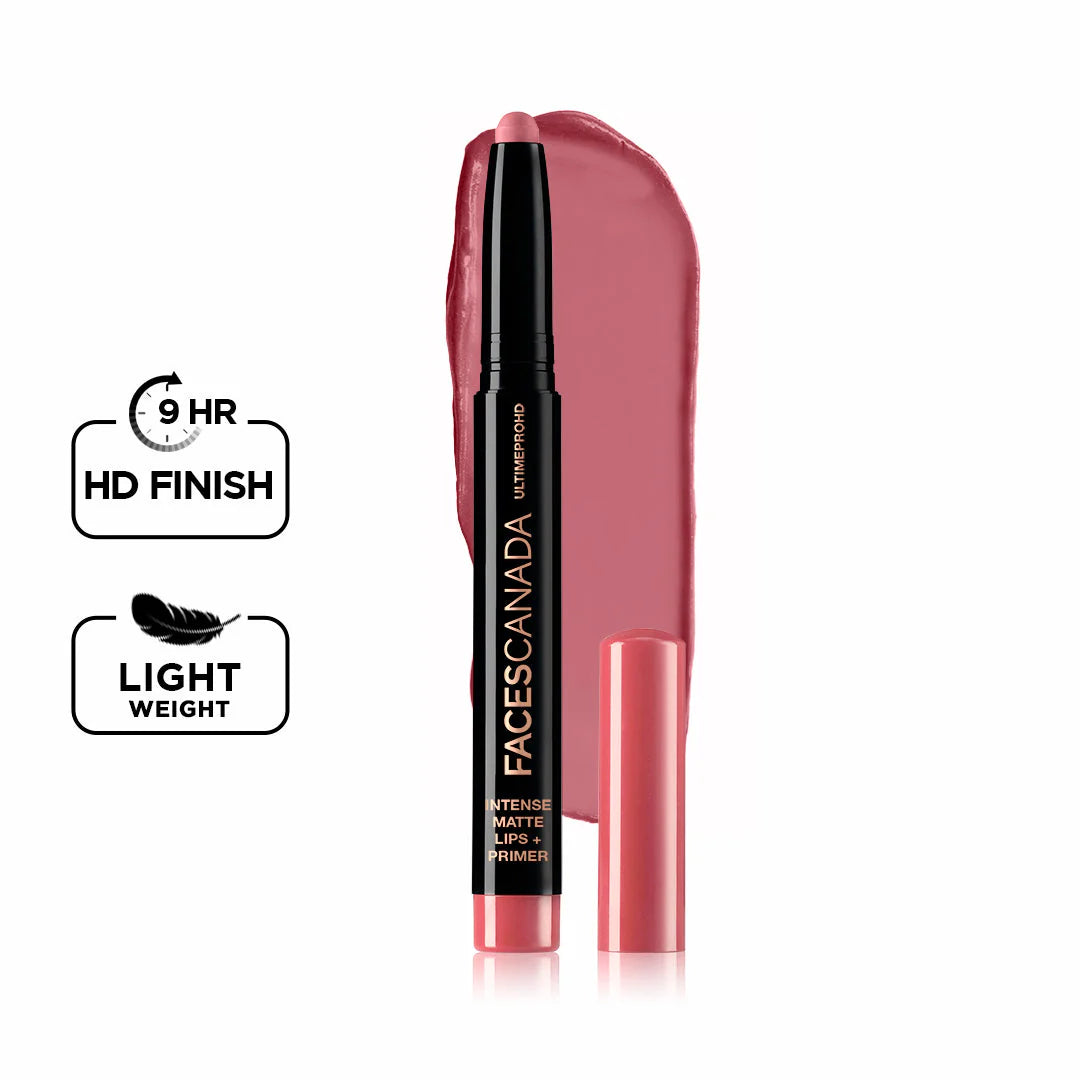 FACES CANADA Ultime Pro HD Intense Matte Lipstick + Primer | 9HR Long Stay | Flawless HD Matte Finish | Intense Color | Lightweight | Smooth Glide | Primer Infused